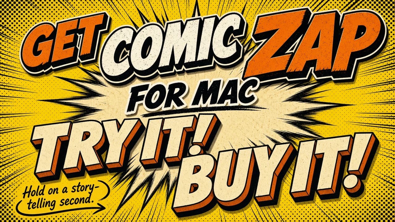 Loud yellow comic poster: Get Comic Zap, Try It, Buy It
