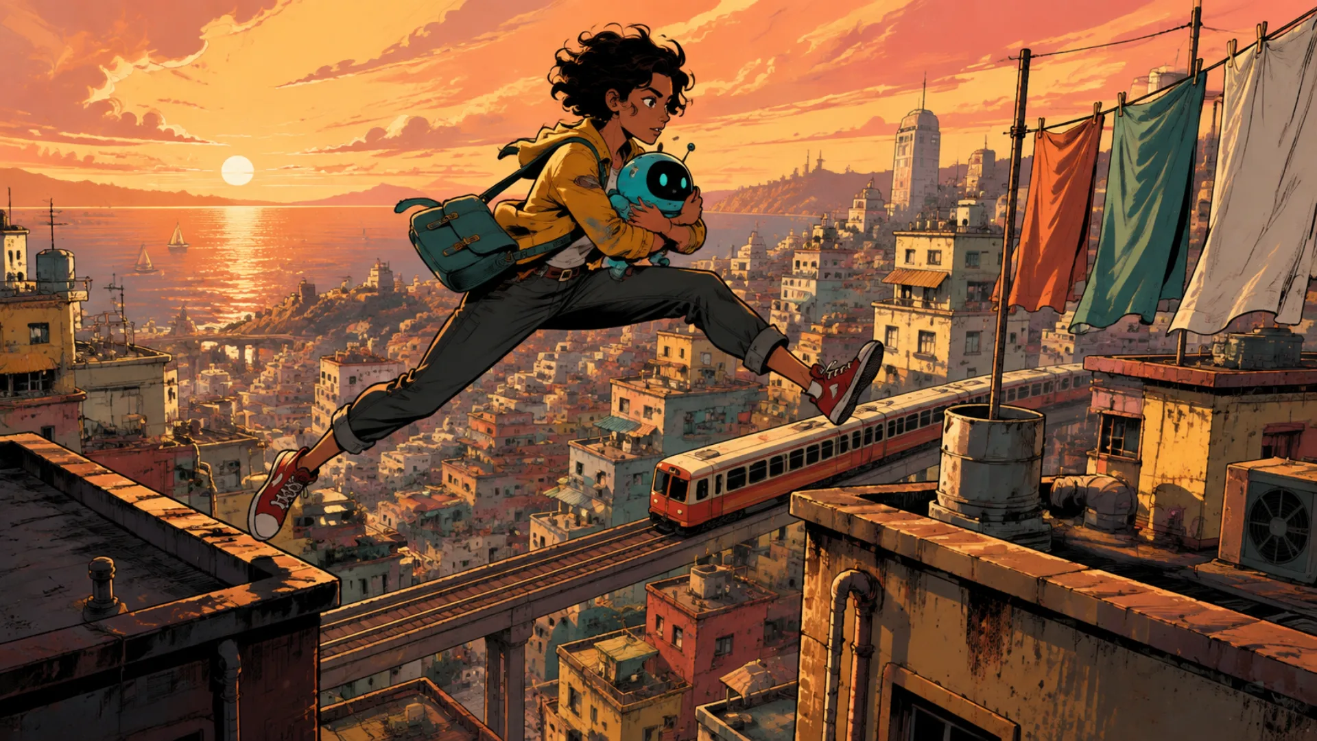 Rooftop Express comic artwork created for Comic Zap